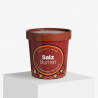 Brunt suppebæger med låg med Salz Blumen logo og design