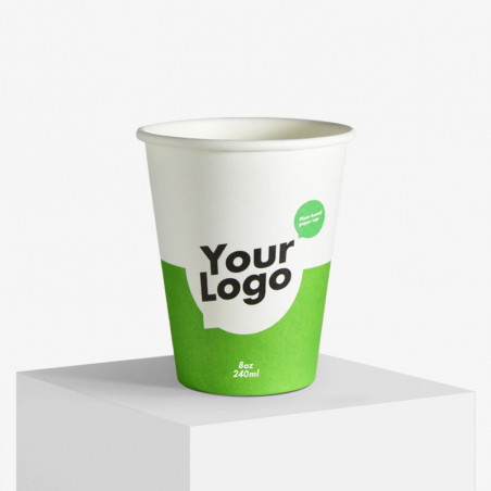 BIO 240 ml. enkeltlags papkopper med dit logo på BIO 240 ml. enkeltlags papkopper med dit logo på