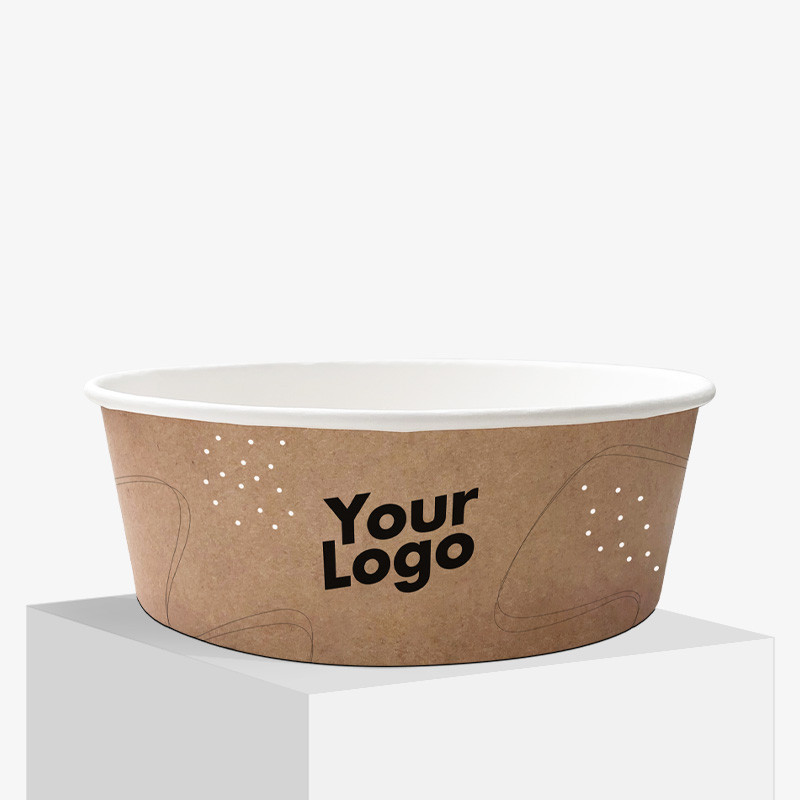 1100 ml brun papirmadskål med dit logo