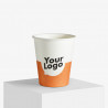 180 ml eksprespapkrus med dit logo i hvid og orange